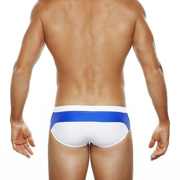 Men's Racing Stripes Speedo Beach Bikini Swimwear White Blue Size L - Picture 3 of 3
